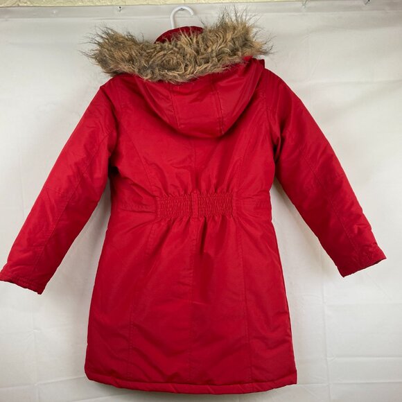 Steve Madden Girls sz L 16 Red Warm Winter Jacket Faux Fur Hood - Picture 8 of 8